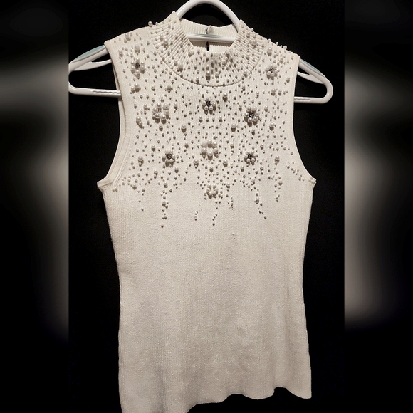 Vint/BN (M) Cache winter sweater +diamond & pearl accents & gold metallic thread - Picture 1 of 11